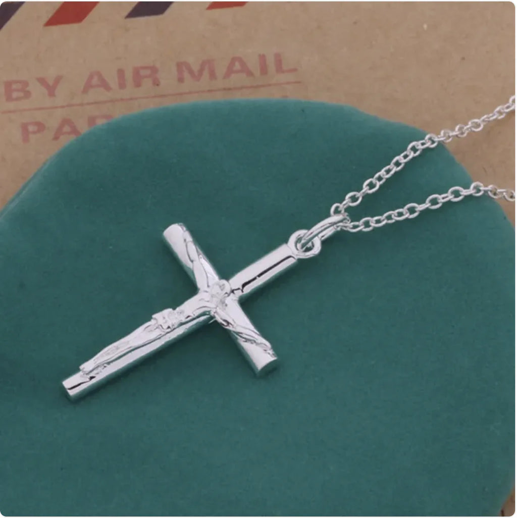 Silver Jesus Cross Necklace