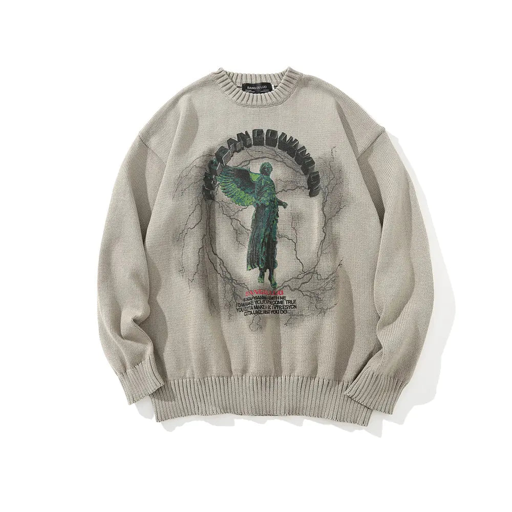 Men's Jesus Print Knit Sweater