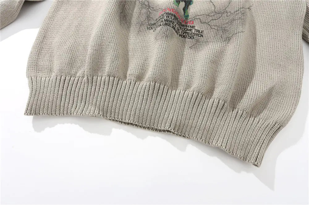 Men's Jesus Print Knit Sweater