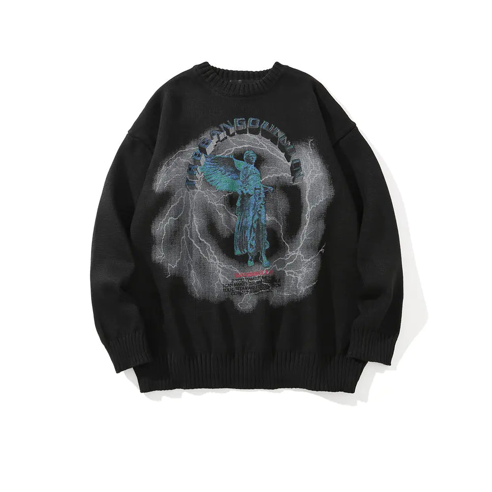 Men's Jesus Print Knit Sweater