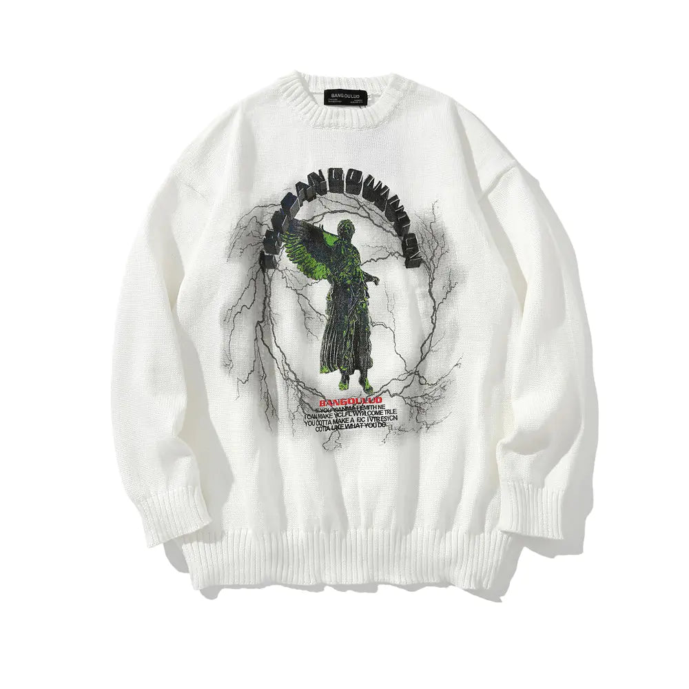 Men's Jesus Print Knit Sweater